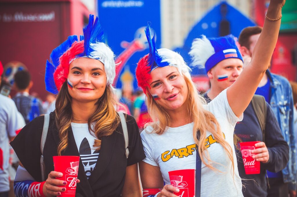 Russian girls are cheering for their country
  