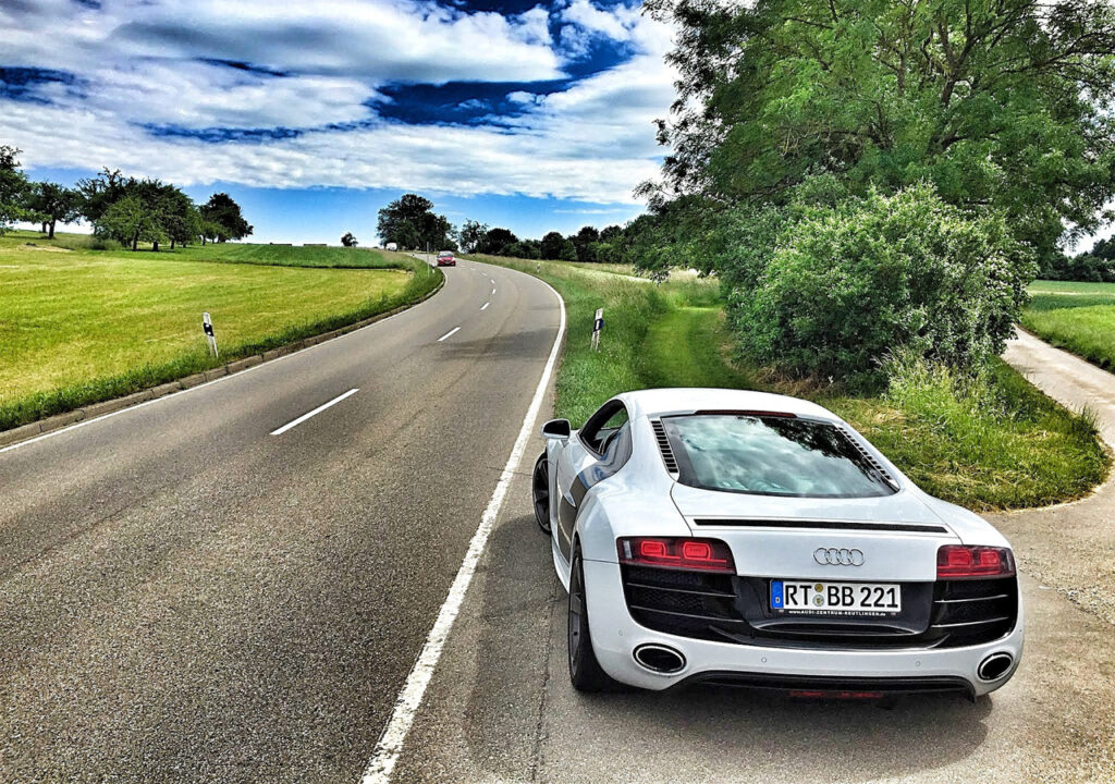 Sport car was spotted on the remote village
  