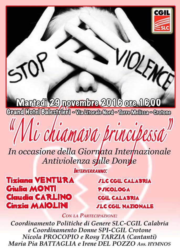 Violenza sulle donne: l’iniziativa targata Slc-Cgil Calabria