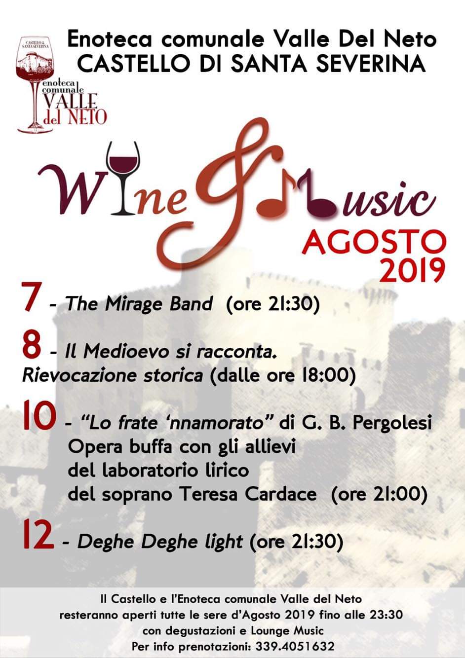 A Santa Severina intenso programma estivo. Da visitare l’Enoteca comunale