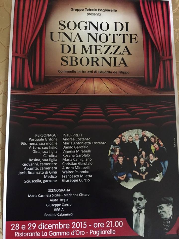 “Sogno di una notte di mezza sbornia” messa in scena dal gruppo teatrale di Pagliarelle
