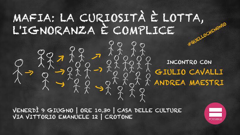 “Mafia: la curiosità è lotta-l’ignoranza è complice”, se ne parla presso la Casa della Cultura a Crotone
  