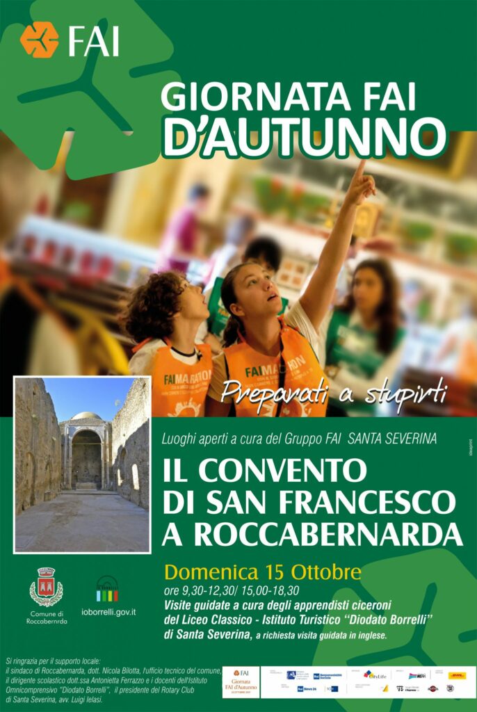 Ritornano le Giornate Fai, domenica a Roccabernarda alla scoperta del convento