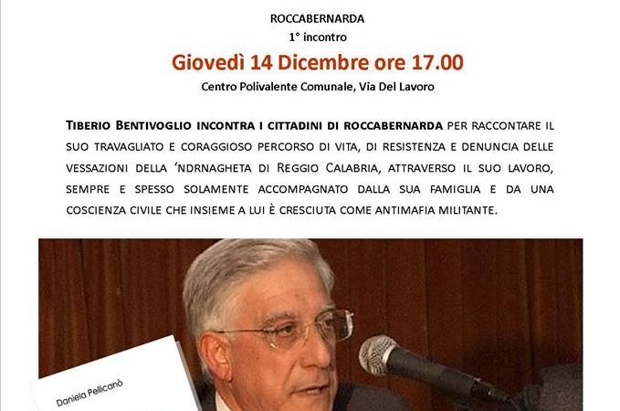 A Roccabernarda incontro con Tiberio Bentivoglio organizzato dalla consulta associazioni e Libera