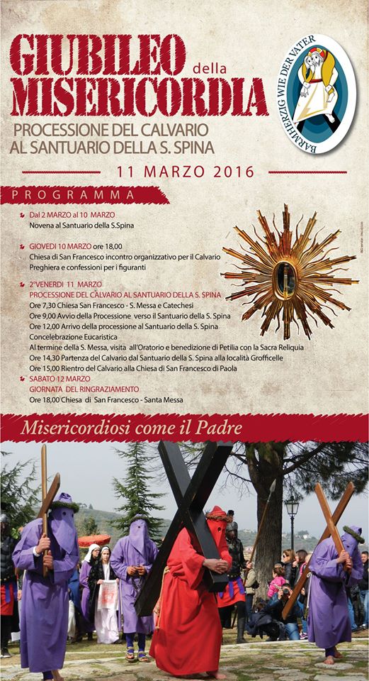 Reso pubblico il programma del Calvario 2016