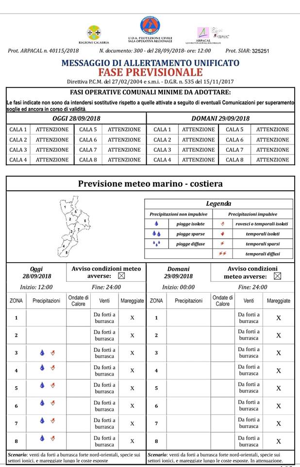 Allerta meteo in Calabria per le prossime ore
  