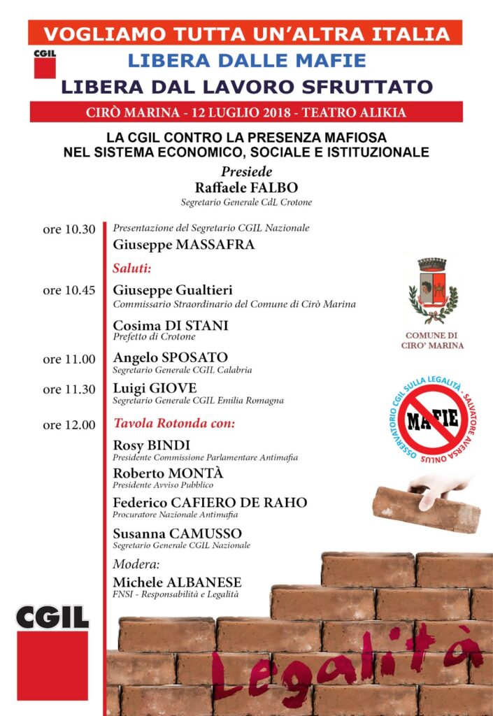Conferenza Stampa Cgil Crotone: presentazione evento nazionale a Cirò Marina