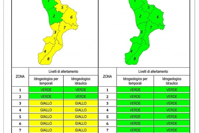 Criticità meteo, allerta gialla per oggi