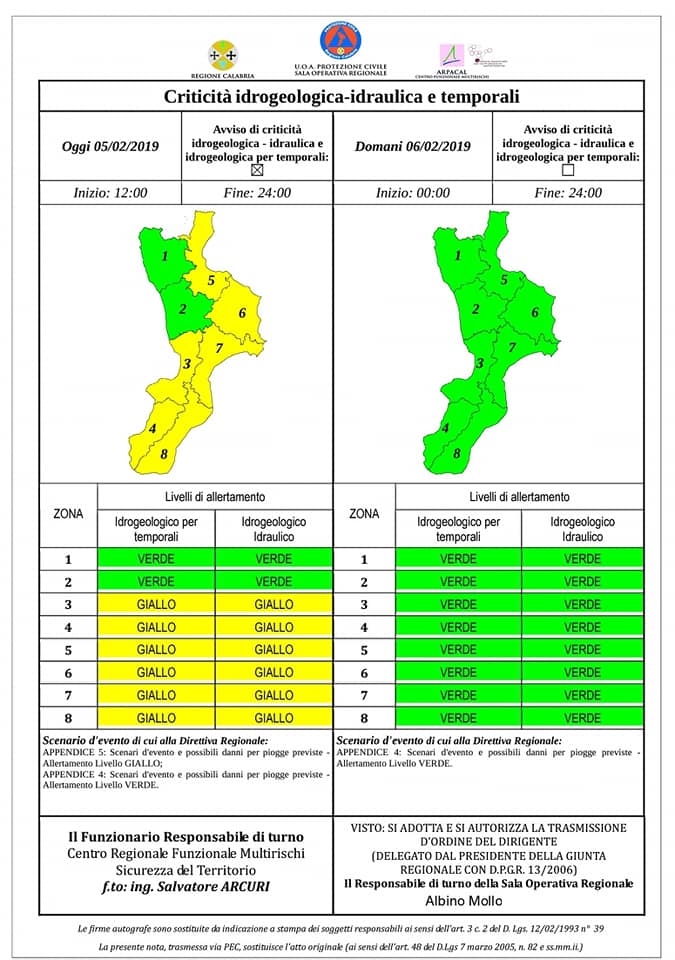 Criticità meteo, allerta gialla per oggi
  