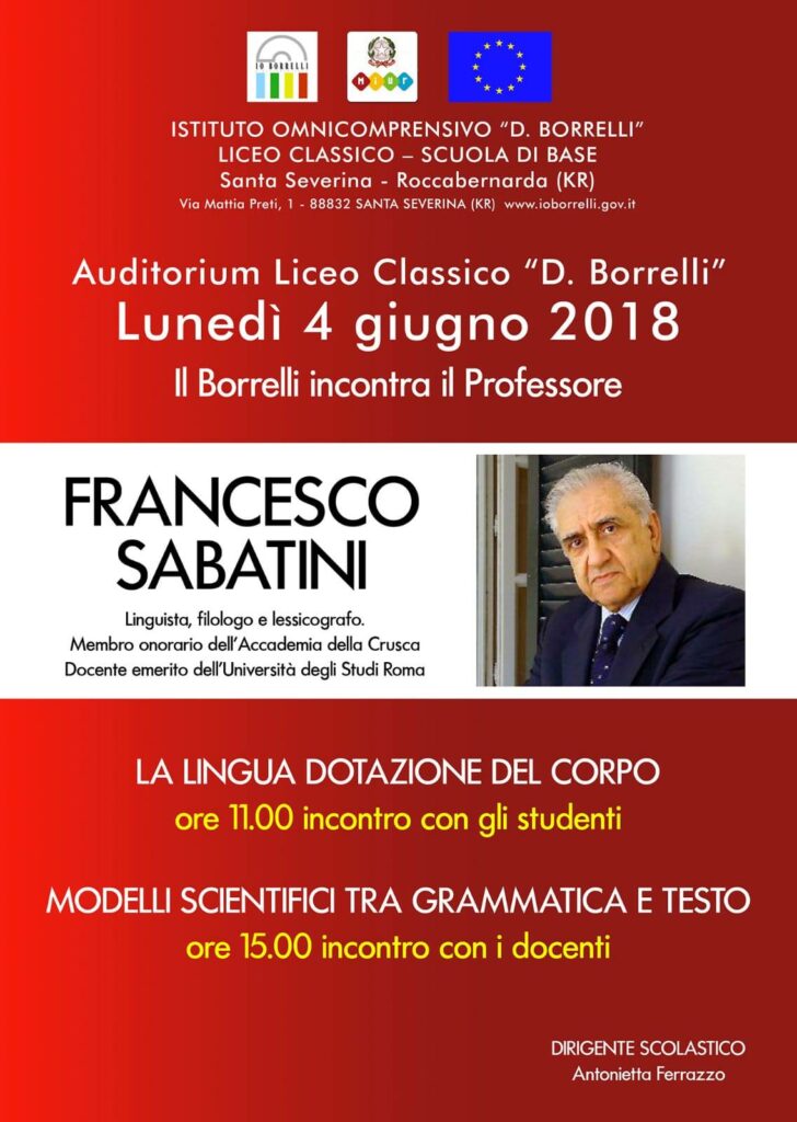 Il linguista Sabatini al Borrelli