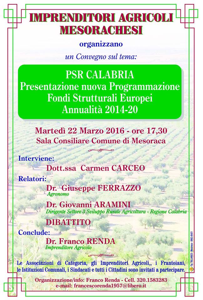 Presentazione PSR Calabria a Mesoraca
  