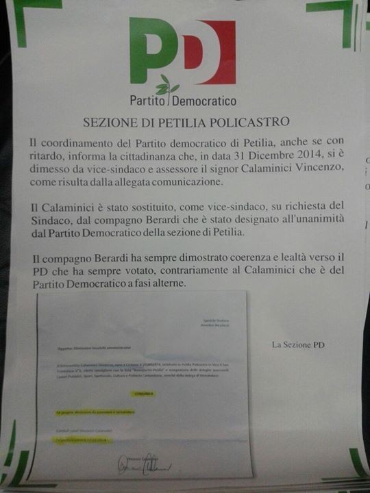 Il PD di Pagliarelle continua a chiedere chiarimenti al Sindaco
  