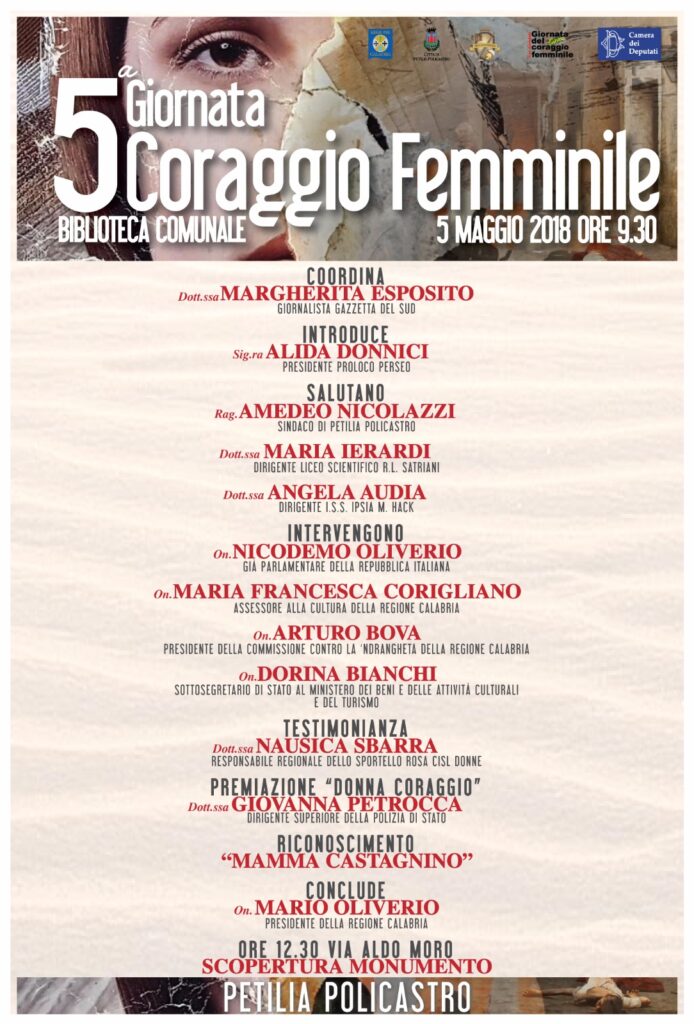 Quinta Giornata del Coraggio femminile: sarà premiata il Questore Giovanna Petrocca