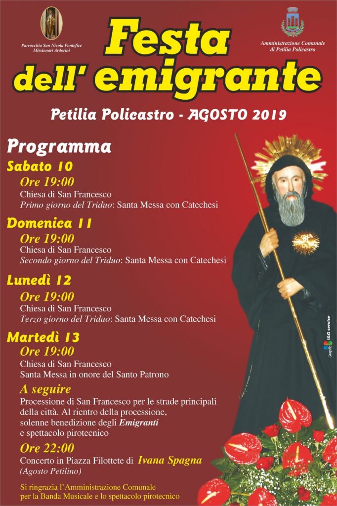 Festa dell’emigrante con processione di San Francesco di Paola