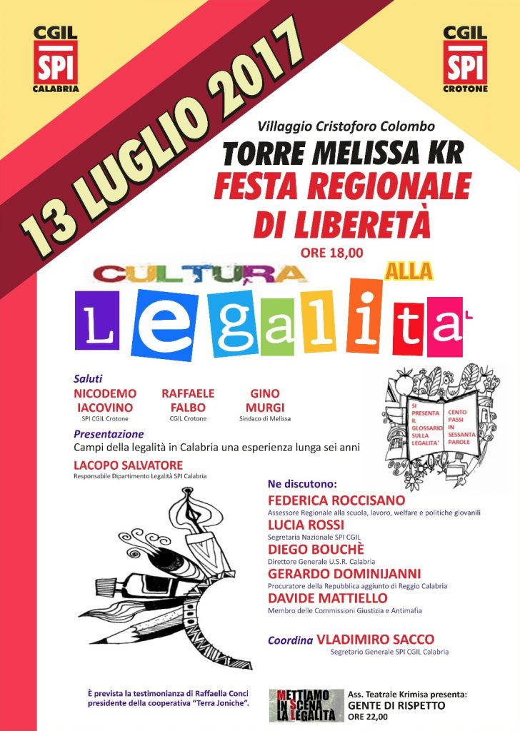 Festa di Libereta’ “Cultura alla Legalità”