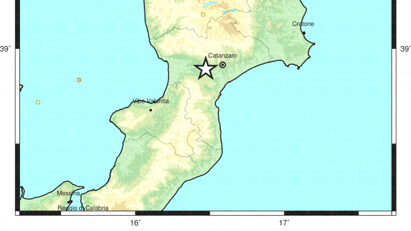 Registrato terremoto in Calabria