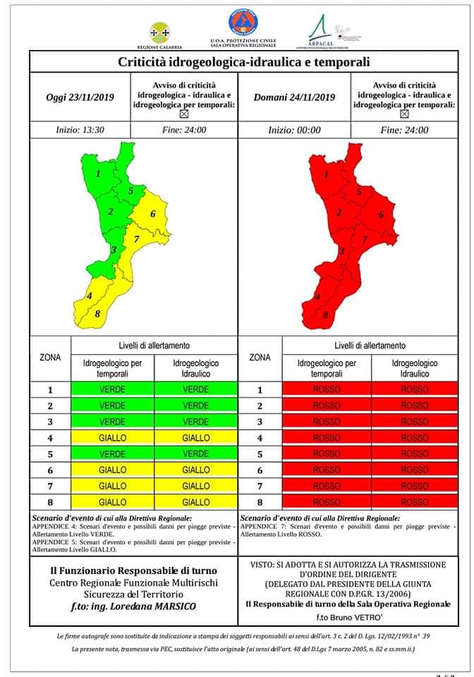 Criticità meteo prevista per la giornata di domani
  