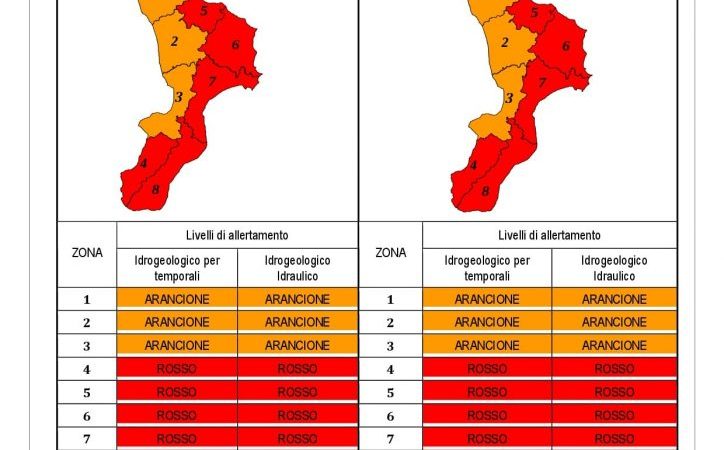 Allerta meteo in Calabria, criticità idrogeologiche