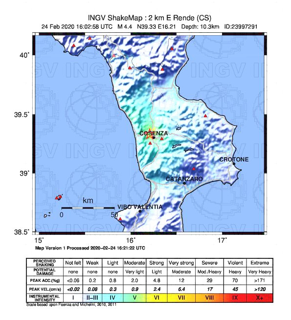 Terremoto di 4.4 a Rende
  