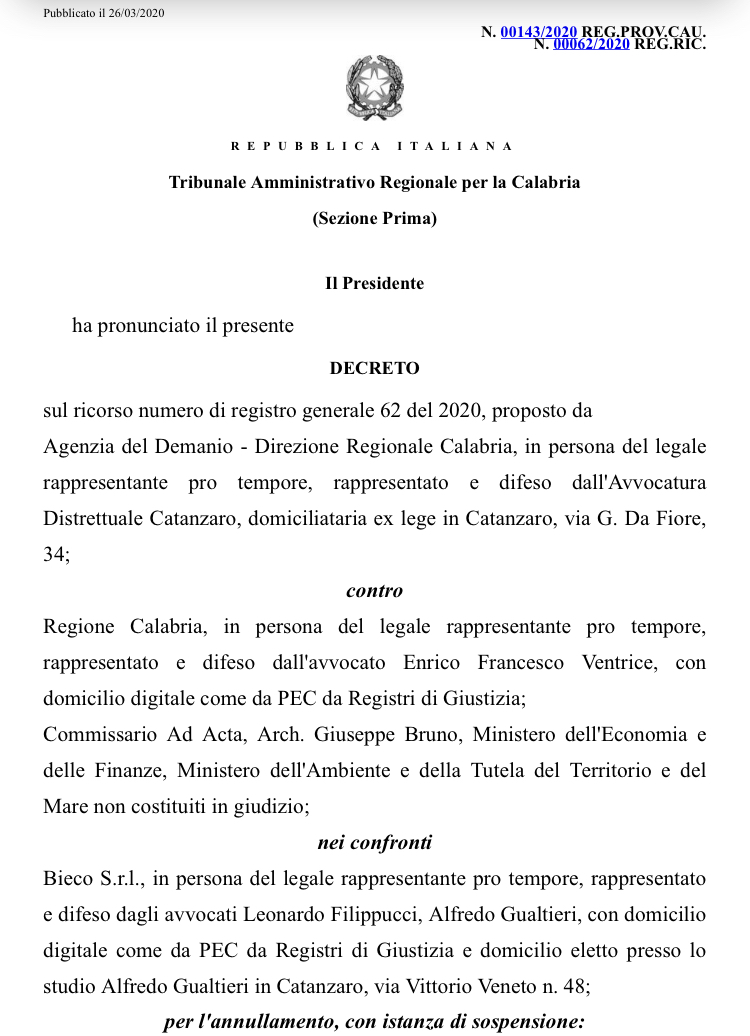 Buone notizie per la discarica di Scala Coeli: annullato il decreto per autorizzarla