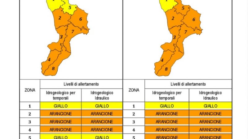 Prevista allerta meteo per domani