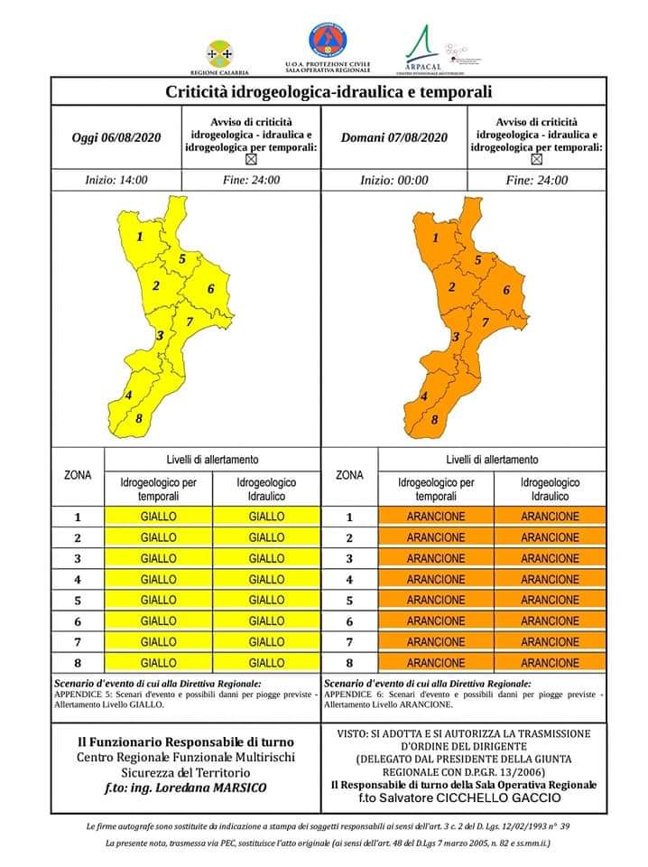 Prevista allerta arancione per pioggia