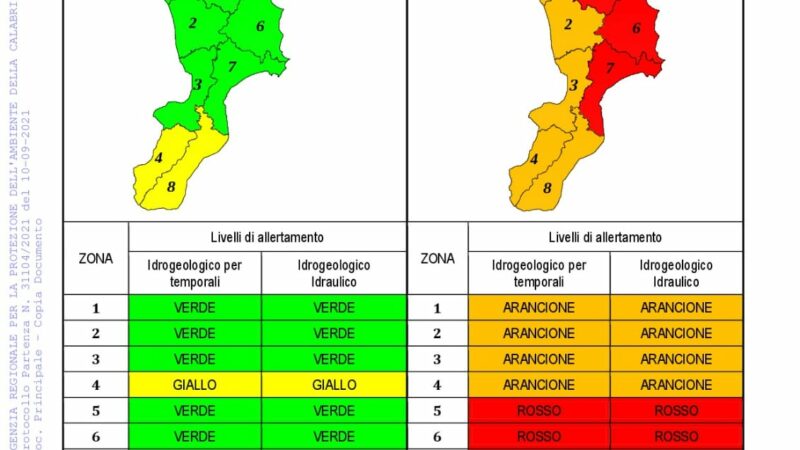 Allerta meteo sulla fascia ionica