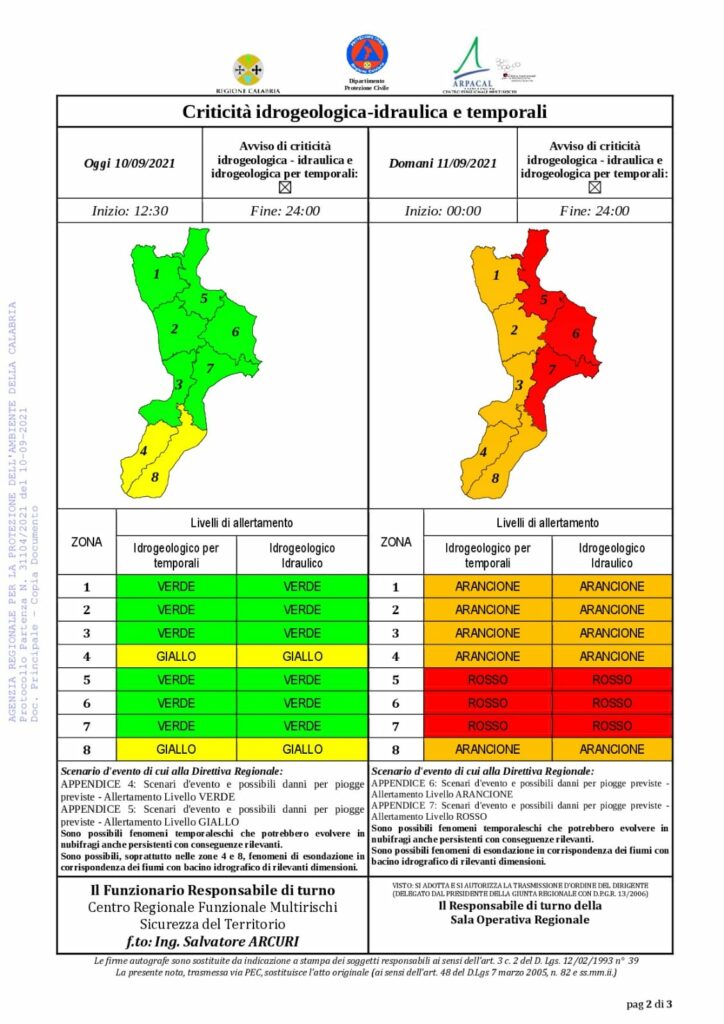 Allerta meteo sulla fascia ionica