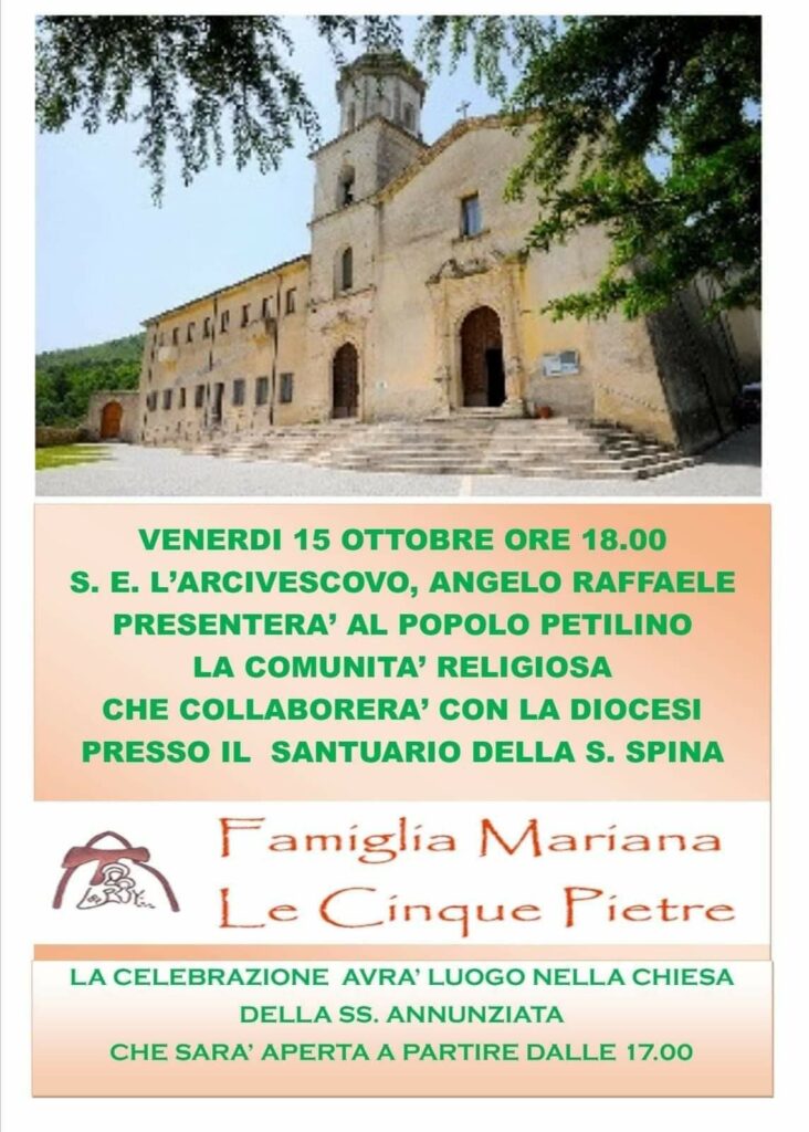 La famiglia mariana le Cinque Pietre alla Santa Spina