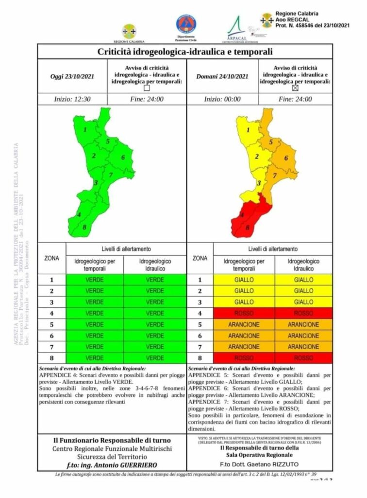 Allerta rossa per condizioni meteo avverse