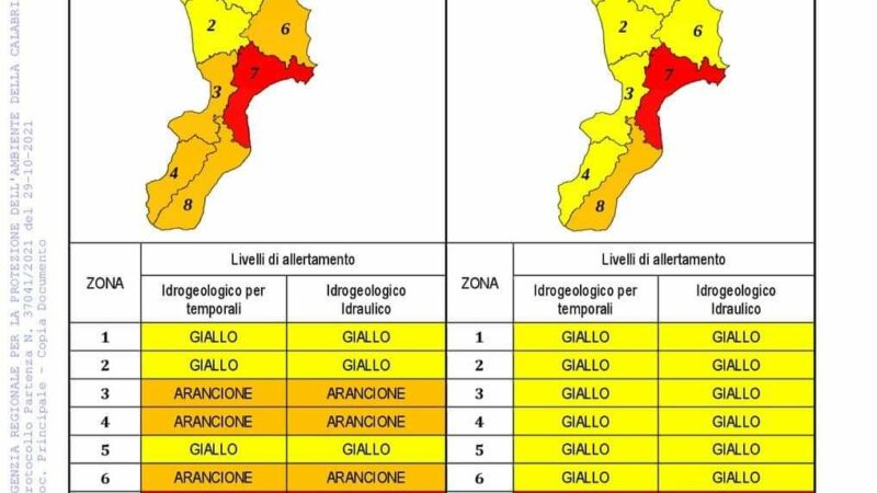 Allerta rossa per la fascia ionica