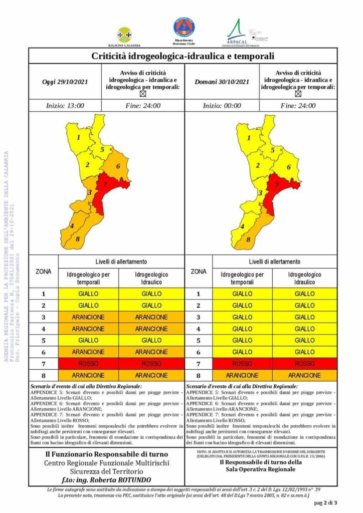 Allerta rossa per la fascia ionica
  