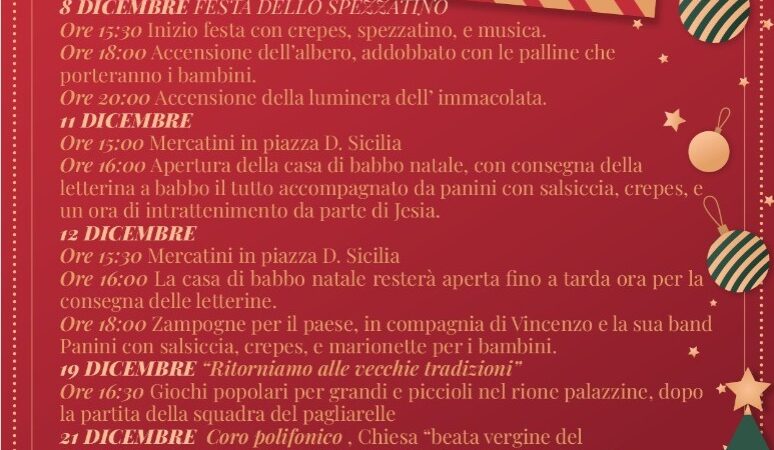 Pagliarelle in festa: Inizia il programma delle feste natalizie