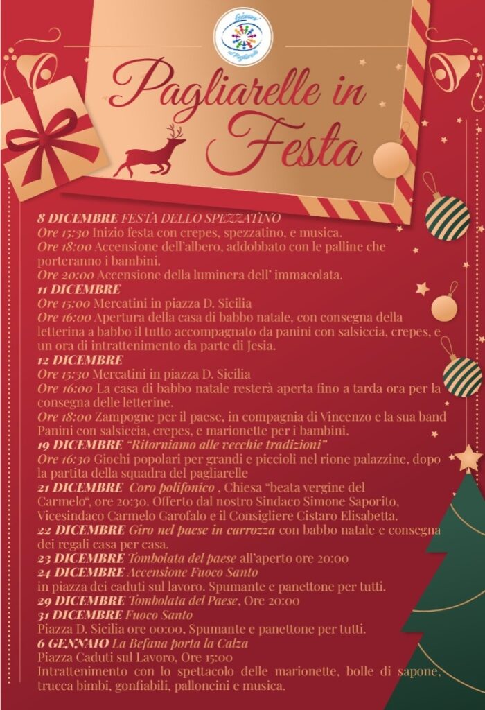 Pagliarelle in festa: Inizia il programma delle feste natalizie