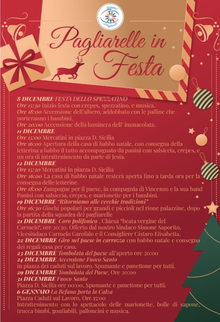 Pagliarelle in festa: Inizia il programma delle feste natalizie
  