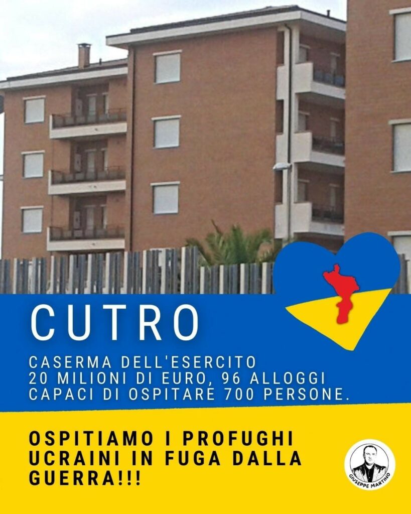 La Caserma inutilizzata di Cutro per ospitare gli ucraini: L’idea di Martino
  