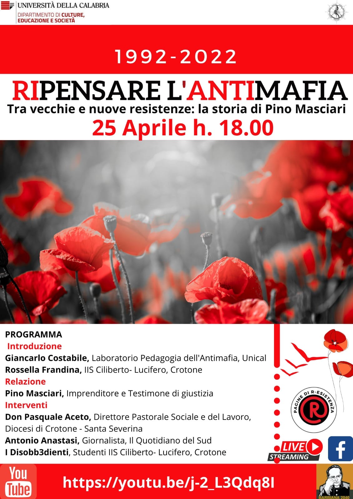 Ripensare l’antimafia: Webinar dell’Unical e del Ciliberto
  