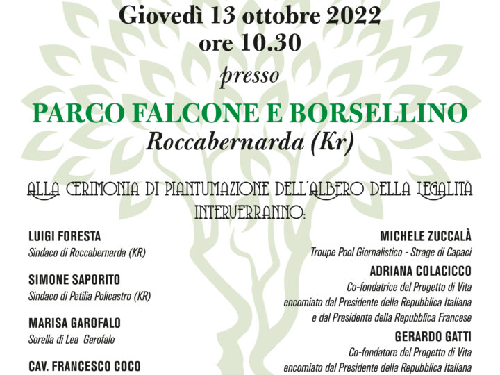 Albero della Legalità a Roccabernarda con Progetto di Vita