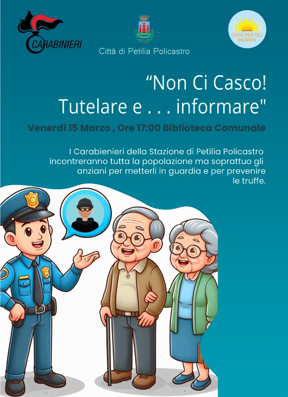 Non ci casco: La campagna di prevenzione dei Carabinieri per gli anziani
  