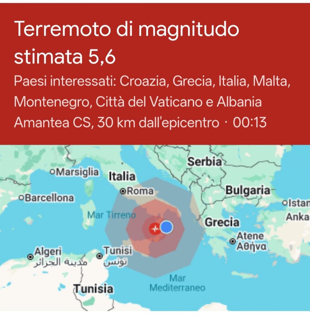 Trema la Calabria, forte scossa sentita in tutto il meridione
  